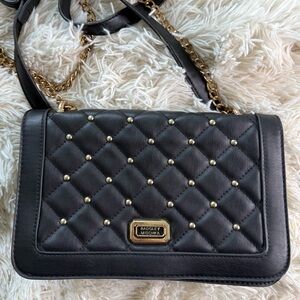 Badgley Mischka Black Vegan Leather Quilted Bag
